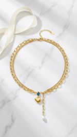 Blue Heart Lariat - 18k Gold plated