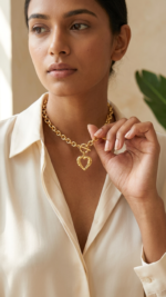 18K Gold Plated Heart Charm Pendant - Image 4