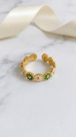 18K Gold Plated Adjustable Flower Shaped Finger Ring Set - Image 2