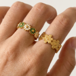 18K Gold Plated Adjustable Flower Shaped Finger Ring Set
