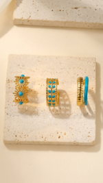 3pcs Stainless Steel Blue Oil Drop Finger Ring Set - Image 5