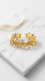 18K Gold-Plated Tiny Flower Adjustable Finger Ring