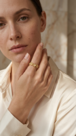 18K Gold-Plated Tiny Flower Adjustable Finger Ring - Image 2