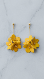 Yellow Floral Teardrop Earrings - Image 2