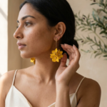 Yellow Floral Teardrop Earrings