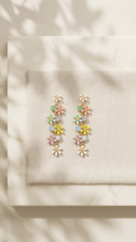 Colorful Floral Drop Earrings - Image 4