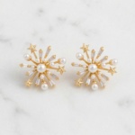 Celestial Pearl Starburst Stud Earrings