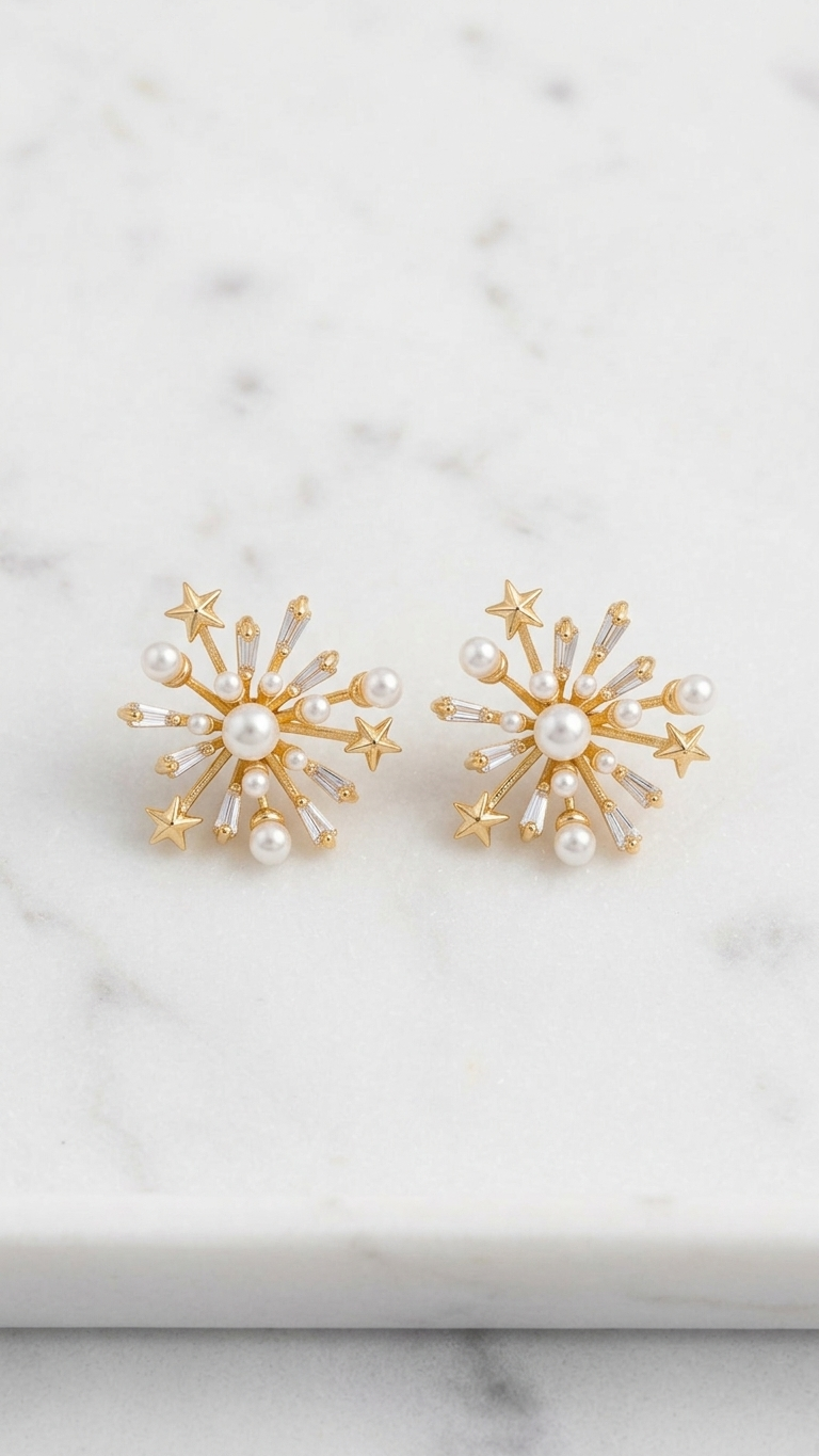 pomelli_photoshoot_image_9_16_0718 (29) Celestial Pearl Starburst Stud Earrings - Image 1
