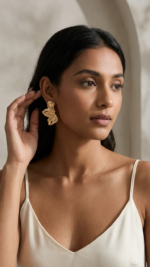 Wavy Floral Half-Hoop Earrings - Image 2