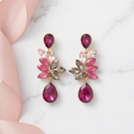 Teardrop Shaped Colorful Floral stone Earrings