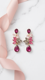 Teardrop Shaped Colorful Floral stone Earrings
