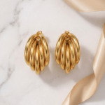 18K Gold Plated C-Shaped Stud Earrings