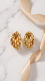 18K Gold Plated C-Shaped Stud Earrings