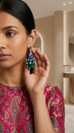 14K Gold Plated-Peacock Feather Earrings - Image 5