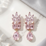 Blush Crystal Leaf Drop Earrings