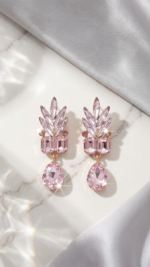 Blush Crystal Leaf Drop Earrings