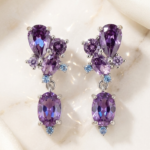 Oval Purple Sparkling Earrings