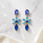 Luxurious Blue Gradient Floral Earrings