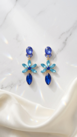 Luxurious Blue Gradient Floral Earrings