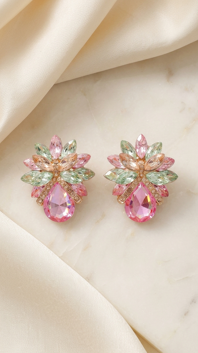 pomelli_photoshoot_image_9_16_0720 (9) Bowknot And Rhinestone Decor Earrings - Image 1