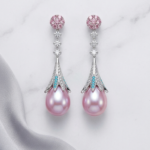 Long Pink Pearl Earrings