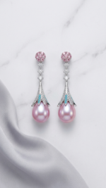 Long Pink Pearl Earrings