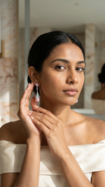 Long Pink Pearl Earrings - Image 4