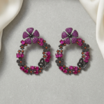 Rose Red Flower Wreath Drop Earrings