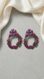Rose Red Flower Wreath Drop Earrings