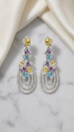 Sterling Silver Multicolored Dangle Earrings