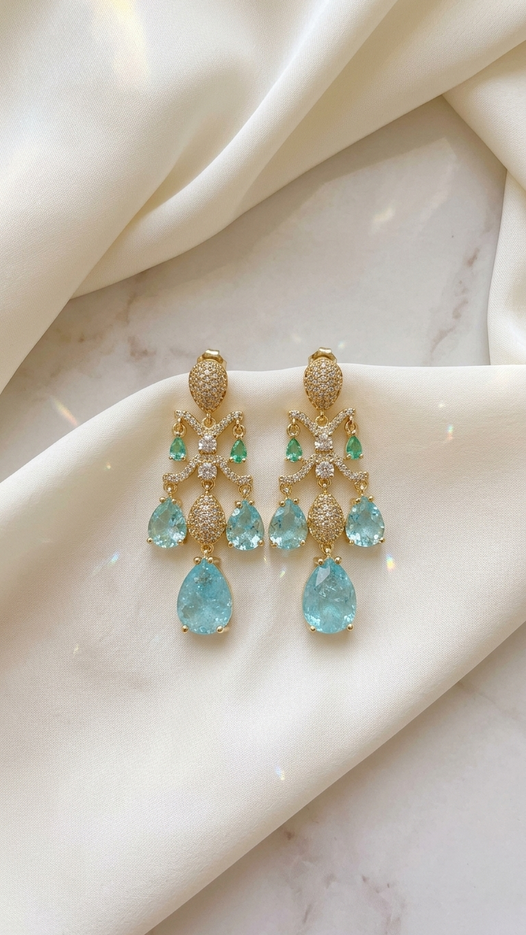 pomelli_photoshoot_image_9_16_0721 (25) Pear Cut Light Blue Earrings - Image 1