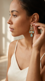 Pear Cut Light Blue Earrings - Image 5
