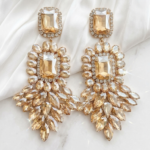 Light Brown Crystal Dangle Earrings