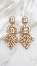Light Brown Crystal Dangle Earrings - Image 2