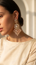 Light Brown Crystal Dangle Earrings - Image 6