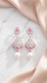 Pink Long Drop Silver Plated Jewelry 