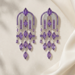 Vintage Shiny Purple Long Tassel Earrings