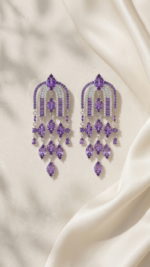 Vintage Shiny Purple Long Tassel Earrings