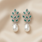 Light Blue Leaf Shape Long Earrings