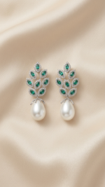 Light Blue Leaf Shape Long Earrings