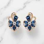 Blue Stone Petal Flower Earrings