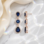 Navy Blue Drops Statement Earrings