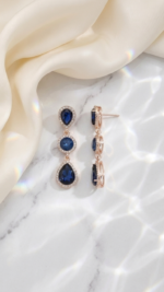 Navy Blue Drops Statement Earrings