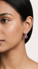 Versatile Exquisite Purple Floral Earrings - Image 3