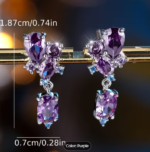 Oval Purple Sparkling Earrings - Image 3
