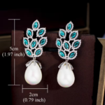 Light Blue Leaf Shape Long Earrings - Image 4