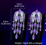 Vintage Shiny Purple Long Tassel Earrings - Image 2