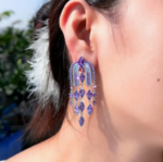 Vintage Shiny Purple Long Tassel Earrings - Image 3