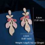 Petal Leaf Shaped Luxury Long Earrings - Image 2