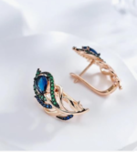 18k Rose Gold Plated Peacock Earrings - Image 2